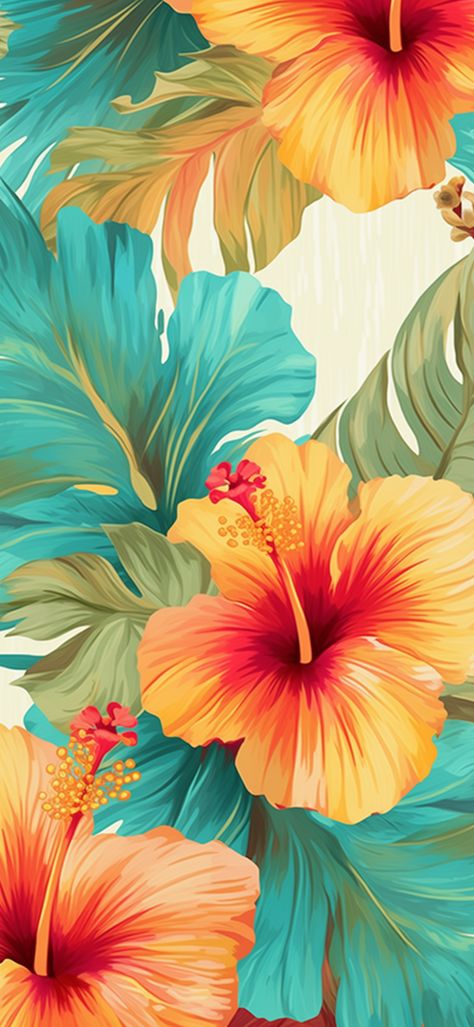 Tropical Screensaver, Tropical Phone Background, Tropical Sketch, Caribbean Background, Tropical Pattern Design, Tropical Flowers Background, Tropical Moodboard, Tropical Flower Mural, Hibiscus Pattern Wallpaper