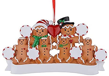 MAXORA Gingerbread Family of 6 Personalized Ornament for Christmas Tree Decoration - Free Customization Resin Christmas Tree, Gingerbread Family, Resin Christmas, Tech Gadget, Family Of 6, Special Christmas Gift, Personalised Christmas Decorations, Cookies Christmas, Christmas Hearts