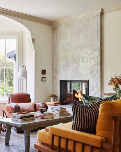 NINA CARBONE inc | Enter: fireplace season. When purchased, our #Greenport project had a modern farmhouse vibe that didn’t do the architectural elements and... | Instagram Pass Through Fireplace, Through Fireplace, Architectural Elements, Modern Farmhouse, Fireplace, Farmhouse, Architecture, Instagram