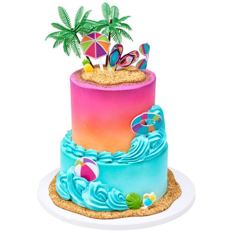 Palm Tree Cake, Summer Themed Cake, Beach Party Cake, Tropical Cake, Hawaiian Birthday Cakes, Tropical Birthday Cake, Hawaii Cake, Surf Cake, Beach Birthday Cake