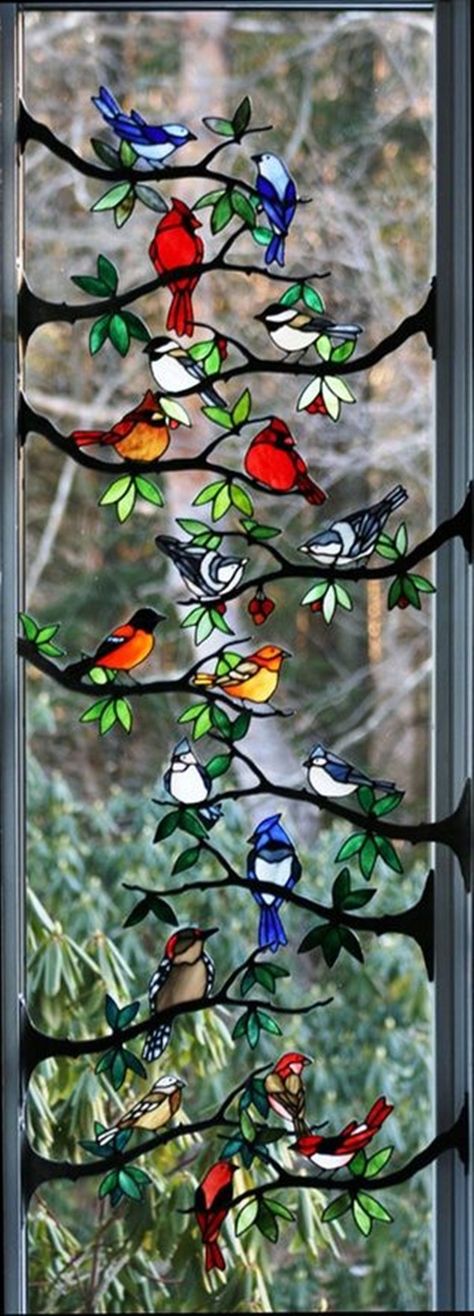 30 Window Glass Painting Ideas for Beginners 12 زجاج ملون, Glass Painting Designs, Mosaic Stained, Stained Glass Birds, Seni 3d, Stained Glass Crafts, Art Stained, Stained Glass Designs, घर की सजावट