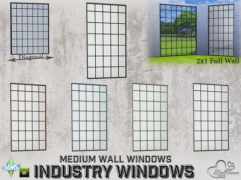 BuffSumm's Industry Windows Medium Wall 2x1 Full Full Wall Window, Sims 4 Cc Industrial, Industrial Windows, Wall Window, Media Wall, Sims Community, Electronic Art, Sims Mods, Sims 4 Cc