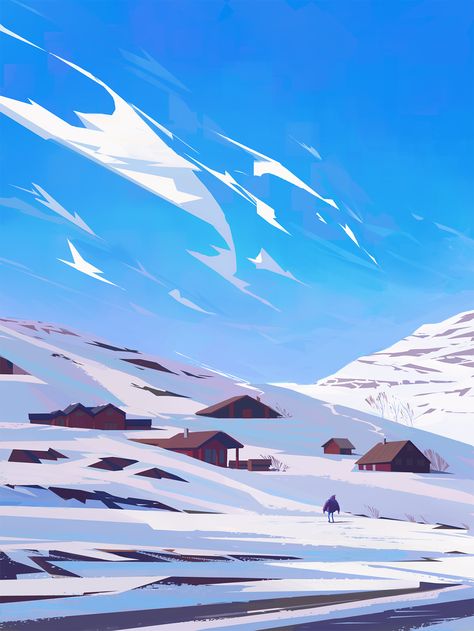 Concept Art Ideas, Fantasy Landscape Painting, Landscape Concept Art, Environment Painting, Snowy Landscape, Landscape Concept, Landscape Background, Affordable Art Prints, Arte Inspo