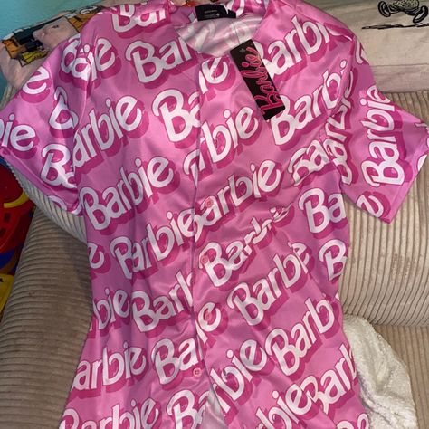 Pink Barbie Jersey Tik Tok Viral Hard To Find Size Medium Barbie Jersey, Pink Barbie Logo, Varsity Top, Tik Tok Viral, Barbie Top, Logo Jersey, Barbie Logo, Pink Barbie, Baseball Jersey Shirt