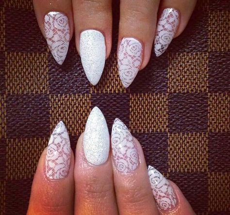 kimskie Lace Nail Foil Designs, White Lace Nail Design, White Foil Nails, Lace Wedding Nails, Lace Nail Design, White Lace Nails, Nail Journey, Sparkle Nail Designs, Wife Nails