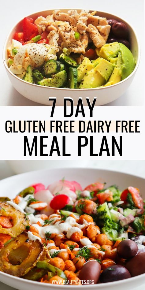 Meal Plan With Grocery List, Gluten Free Dairy Free Recipes Dinner, Gluten Free Dairy Free Dinner, Dairy Free Recipes Dinner, Gluten Free Meal Plan, Inflammatory Recipes, Dairy Free Dinner, Dairy Free Breakfasts, Dairy Free Gluten Free