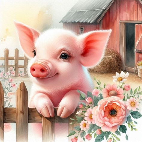 Cabin Coffee, Pig Images, Cow Coloring Pages, Cute Piglets, Pig Illustration, Coaster Art, Pig Decor, Pig Art, Cute Small Animals