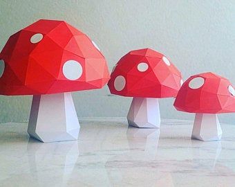 3d paper craft patterns | Etsy AU 3d Paper Mushroom, Mushroom 3d Art, Origami Mushroom, Mushroom 3d, 3d Templates, Giant Mushroom, 2024 Art, Papercraft Templates, 3d Paper Crafts