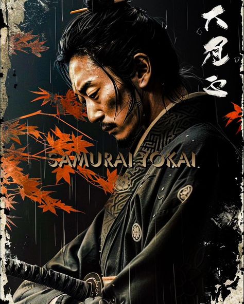 #Samurai #Warrior #Shogun Long Hair Mustache, Samurai Portrait, Red And White Pattern, Black Kimono, Samurai Warrior, Long Black Hair, Black Accents, Long Black, Black Hair