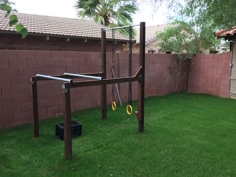 calisthenics home gym /rings/ dip /pull up Calisthenics Home Gym Ideas, Home Calisthenics Gym, Calisthenics Home Gym, Diy Calestenics Gym, Garage Calisthenics Gym, Backyard Calisthenics Gym Diy, Diy Calestenics Equipment, Diy Calisthenics Equipment, Outdoor Pull Up Bar