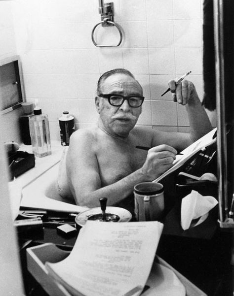 Screenwriter Dalton Trumbo writing in the bath - from Grand Junction, CO. Dalton Trumbo, Writer's Office, Writers Desk, Dangerous Minds, Silly Photos, Life Routines, Writing Space, Film School, Writers Write