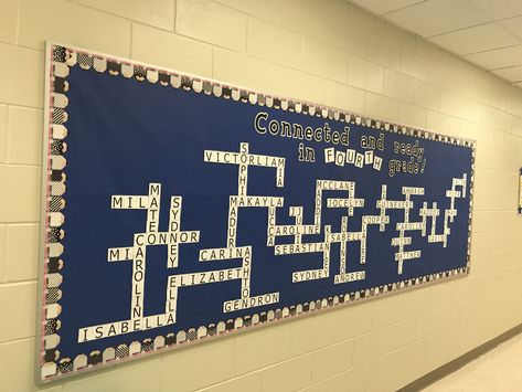 Crossword Bulletin board Word Search Bulletin Board, Crossword Puzzle Bulletin Board, Crossword Bulletin Board, Puzzle Bulletin Boards, Classroom Diy, Diy Classroom, Classroom Bulletin Boards, Classroom Door, Classroom Design