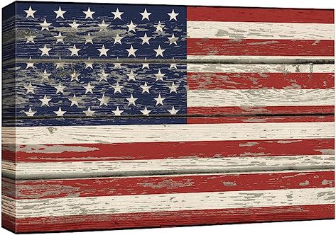 Amazon.com: wall26 Canvas Print Wall Art United States Flag on Vintage Retro Wood Panels Pop Culture Cultural Digital Art Modern Art Traditional Colorful for Living Room, Bedroom, Office - 16"x24" : Everything Else American Flag Wall Art, Art Traditional, United States Flag, Wooden Canvas, Wood Panels, Rustic Wall Art, Hanging Posters, Canvas Decor, Rustic Walls