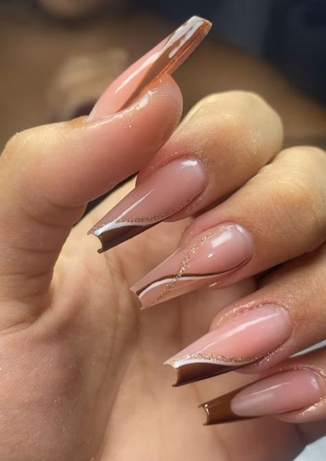 Indian Nails, Vintage Nails, Shiny Nails, Acrylic Nails Coffin Short, Nails Desing, Brown Nails, Chic Nails, Best Acrylic Nails, Cute Acrylic Nails