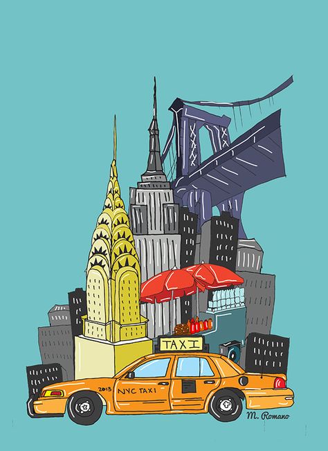 Manhattan Illustration on Behance Manhattan Illustration, Nyc Doodles, City Maps Illustration, New York Drawing, New York Illustration, New York Graffiti, New York Poster, Nyc Art, Drawing Wallpaper