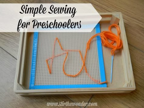 Simple Sewing for Preschoolers | Stir the Wonder #finemotorfridays #finemotor #kbn #preschool Sewing Activities, Little Dorrit, Clothing Themes, Montessori Practical Life, Preschool Fine Motor, Creative Curriculum, Simple Sewing, Sewing Projects For Kids, Practical Life