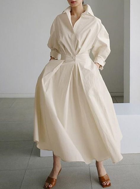 Elegant Shirt Dress, Dress Elegant Long, Sleeves Clothing, Long Shirt Dress, Turndown Collar, Elegant Shirt, Long Sleeve Shirt Dress, Collar Shirt, Types Of Skirts