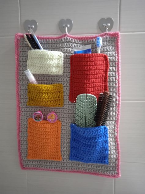 Crochet Kitchen Organizer, Crochet Organizer Storage, Crocheted Organizers, Crochet Drawer Organizer, Crochet Wall Organizer, Crochet Wall Hanging Organizer, Crochet Office Decor, Hanging Storage Crochet Pattern, Chrochet Storage Made From Crochet