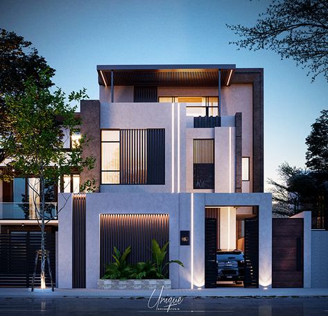 Cozy villa on Behance White Villa, Best Modern House Design, House Design Exterior, Modern Villa Design, House Arch Design, Modern House Facades, Modern Exterior House Designs, Architecture Model House, Duplex House Design