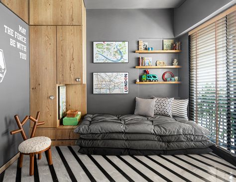 This 2-BHK Mumbai flat’s interiors explore Japandi design principles | Architectural Digest India 1bhk Flat Interior Design, Mumbai Apartment, Estilo Japandi, Flat Interior Design, Three Bedroom House Plan, Stylish Bedroom Design, Japandi Design, Bedroom Cupboard Designs, Three Bedroom House