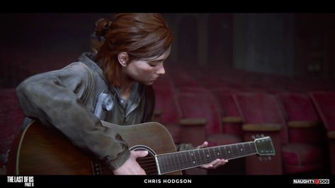 ArtStation - The Last of Us: Part 2 - Theater, Chris Hodgson Ellie Playing Guitar, Game Photography, Last Of Us Part 2, Level Design, The Theater, Last Of Us, Playing Guitar, The Environment, Set Dress