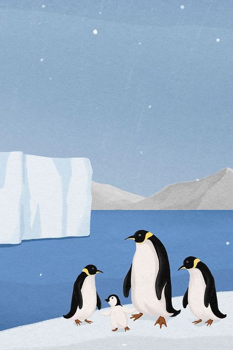 North pole penguins background, environment illustration | premium image by rawpixel.com / ton North Pole Aesthetic, Penguins Background, North Pole Illustration, Penguin Background, Pole Aesthetic, Penguin Aesthetic, Background Environment, Penguin Painting, Environment Illustration