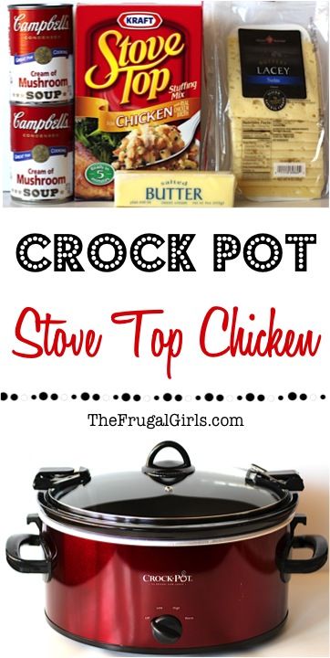 Stove Top Chicken Recipes Crock Pot, Crockpot Chicken And Dressing, Stove Top Stuffing Recipes, Chicken And Dressing, Crockpot Chicken Dinners, Stove Top Stuffing, Stove Top Chicken, Chicken Dressing, Easy Crockpot Dinners