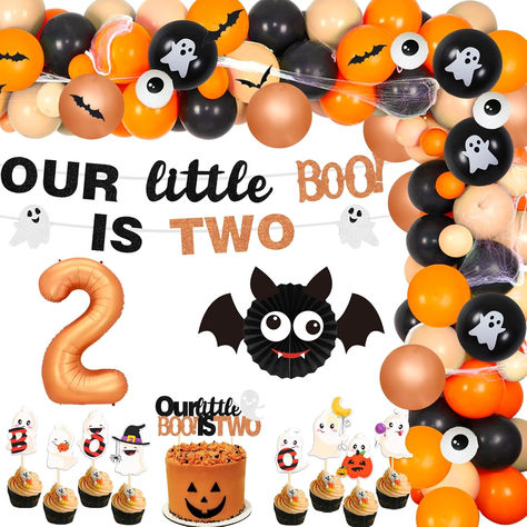 Halloween 2nd Birthday Party Decorations, Our Little Boo Is Turning Two Decorations, Orange Black Balloon Arch Number 2 Foil Balloon Banner Cake Cupcake Toppers Halloween Spider Decorations #ad #halloween #halloweenbirthdayparty #halloweenbirthdaypartyideas #halloweenbirthdaypartysupplies #ourlittlebooistwo #ourlittleboois2 #ourlittlebooisturning2 #booiam2 #booiamtwo #2ndbirthdaypartyideas #2ndbirthdaypartythemes Our Boo Is Two, Our Little Boo Is Turning Two, Halloween 2nd Birthday Party, Little Boo Is Turning Two, Boo Is Turning Two, Black Balloon Arch, 2nd Birthday Party Decorations, Halloween Spider Decorations, Black Balloon