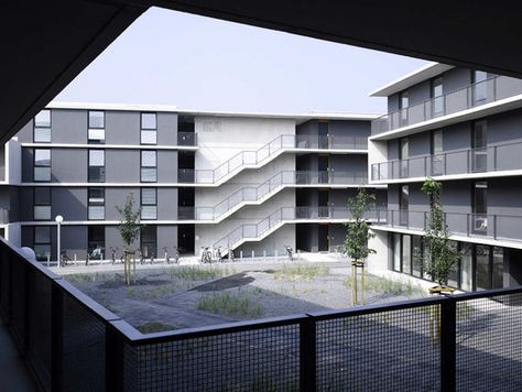 Student Dormitory,© Stefan Müller Naumann Dorm Architecture, Campus Dorm, Architectural Facade, Urban Courtyards, Kpop Life, Dormitory Room, School Building Design, Hostels Design, Student Dorm