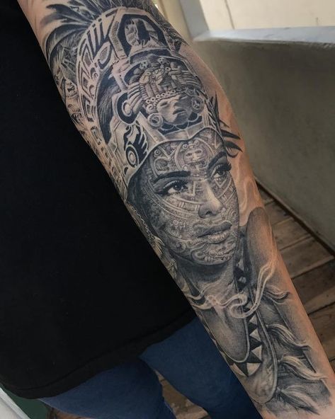 Aztec Warrior Tattoo, Aztec Tattoos Sleeve, Azteca Tattoo, Mayan Tattoos, Aztec Tattoos, Inca Tattoo, Flying Tattoo, Aztec Tattoo Designs, Kunst Tattoos