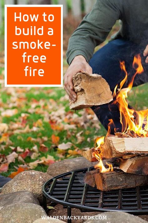 Follow these easy tips on how to build a smokeless fire that will provide you and your guests with hours of enjoyment. | Walden - Fire Pit Lifestyle Products Best Fire Pit, Diy Fire Pit For Cooking, Diy Smokeless Fire Pit Plans, How To Build A Smokeless Fire Pit, How To Start A Fire In A Fire Pit, Smokeless Fire Pit Diy, Smokeless Fire Pit, How To Level Ground For Fire Pit Area, Above Ground Fire Pit