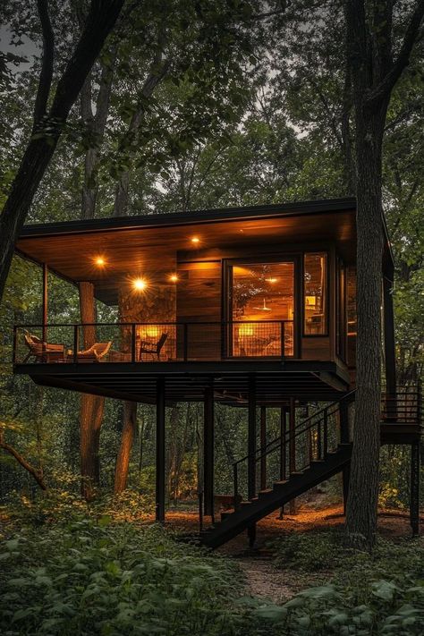 "Elevate your stay with treehouse accommodations! 🌳🏡 Enjoy a unique, eco-friendly retreat nestled among the treetops. Perfect for a whimsical and sustainable getaway. 🌲✨ #TreehouseStay #EcoFriendly #UniqueAccommodations" Tiny Tree House To Live In, Treehouse Glamping, Tiny Tree House, Stick House, Three House, Play Park, Tiny Tree, Alternative Living, Treehouse Hotel