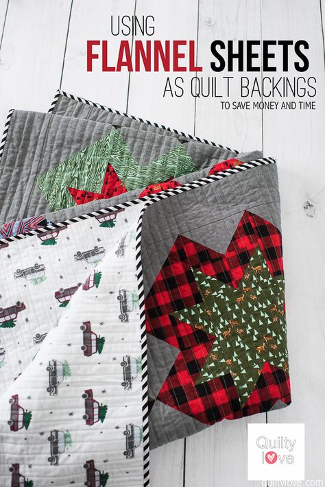 Save money quilting - Flannel Sheets as quilt backings - Quilty Love Quilty Love, Quilting Digest, Quilt Backs, Quilt Backing, Flannel Quilts, Quilt Tips, Christmas Quilting, Rag Quilts, Flannel Sheets