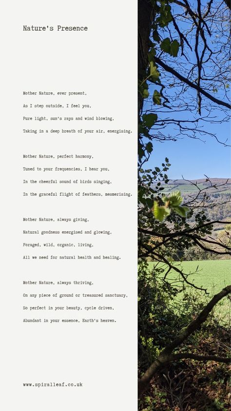 A poem about being closer to nature to experience the beauty, abundance and nourishing healing energy of Mother Nature. Poetry About Nature Beauty, Poems About Nature Earth, Poems About Nature Beauty, Poem About Nature Beauty, Famous English Poems, Mother Earth Poem, Short Poems About Nature, Poem On Nature, Poetry About Nature