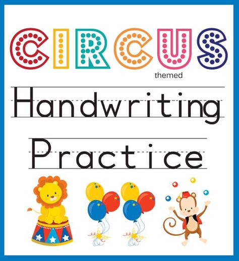 It has been a while since I created and shared a handwriting practice printable. So, yesterday I asked Greyson to select some art that he liked, and whipped up these Handwriting Practice pages!   [ddownload id="3204" style="button" button="grey" text="Click ... Circus Preschool, Circus Week, Preschool Circus, Circus Classroom, Circus Ideas, Circus Activities, Superhero Classroom, Handwriting Analysis, Improve Your Handwriting