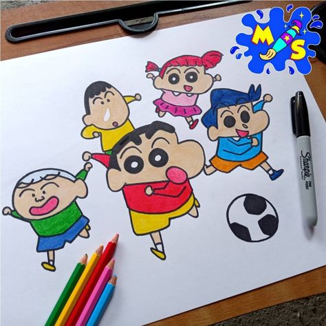 Shinchan Drawing With Friends, Drawing Of Cartoon Characters, Shinchan And Friends, All Pokemon Drawing, School Decorations Diy, Happy Diwali Pictures, Jerry Wallpapers, Pokemon Drawing