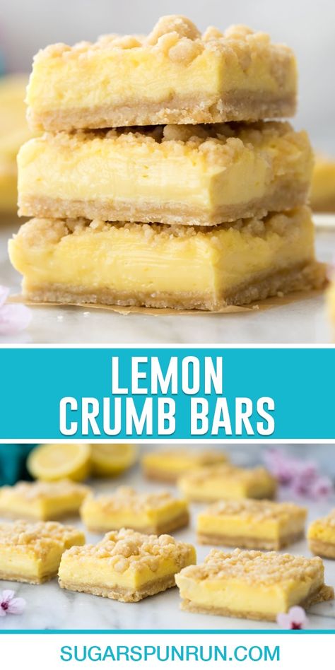 Lemon Crumb Bars, Lemon Bar Cookies, Crumb Bars, Sweet Bar, Lemon Dessert Recipes, Lemon Filling, Sweet Lemon, Fruity Desserts, Lemon Cookies