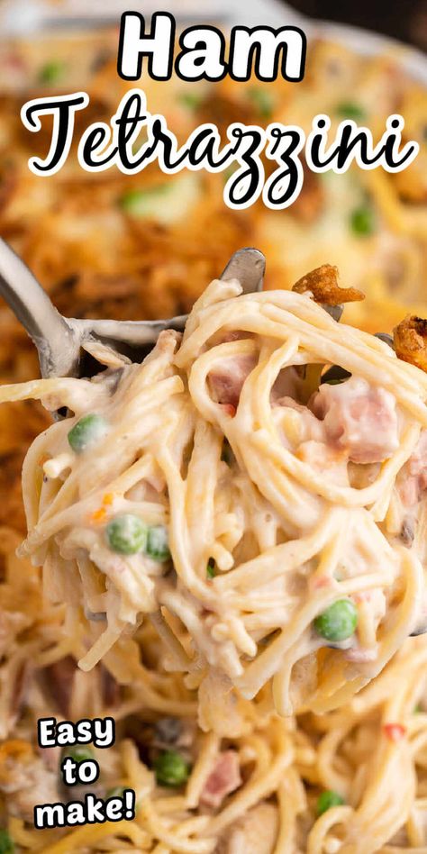 Ham And Spaghetti Recipe, Ham Spaghetti Recipes, Ham Tetrazzini Recipe Easy, Ham And Spaghetti Casserole, Tettrazini Recipe, Tetrazzini Ham, Ham Tettrazini, Chopped Ham Recipes, Creamy Cheesy Orzotto Pioneer Woman