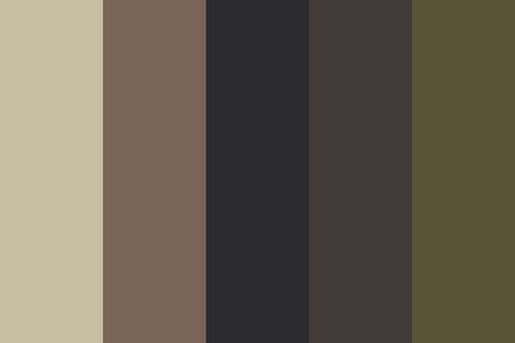 c7bea0 #786558 #2c2b2e #413b3a #5a5437 Dark Academia Color, Flat Color Palette, Cool Color Palette, Hex Color Palette, Color Palette Challenge, Palette Art, Paint Color Palettes, Color Palate, Color Palette Design