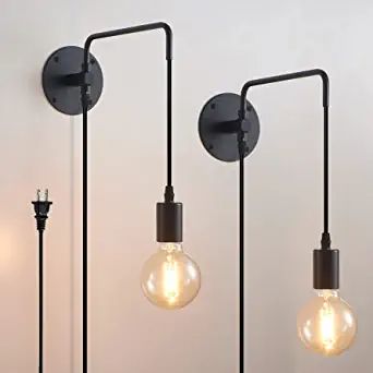 Hanging Wall Lights, Stone Gable, Black Wall Lamp, Wall Mounted Lighting, Plug In Wall Lamp, Plug In Wall Lights, Vintage Industrial Lighting, Bedside Wall Lights, Kitchen Wall Lights