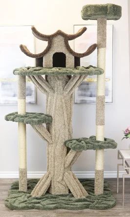 Prestige Cat Trees 84" Paradise Cat Tree | Wayfair Cat Tree Plans, Cat Playground Outdoor, Kat Diy, Chat Diy, Several Cat, Cool Cat Trees, Cat Tree House, Diy Cat Tree, Tree Plan