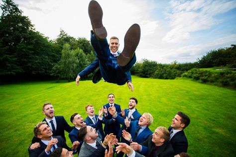 Groom being thrown in the air Wedding Party Poses, Stunning Wedding Photos, Funny Wedding Photos, Breathtaking Wedding, Perfect Moment, Wedding Humor, Wedding Photo Inspiration, Portrait Artist, Wedding Photography Inspiration