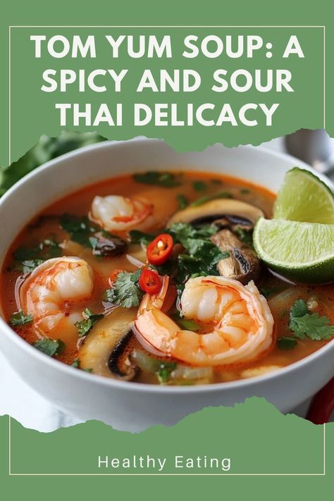 🌶️ Zesty & Flavorful – Enjoy the vibrant flavors in this traditional Tom Yum soup recipe! Ideal for a comforting meal! 🥢 #HealthyEating #SoupRecipes #ThaiDelights Thai Hot And Sour Soup, Tom Yam Soup, Shrimp And Scallop Recipes, Tom Yum Soup Recipe, Thai Soup, Tom Yum Soup, Thai Recipe, Hot And Sour Soup, Spicy Soup