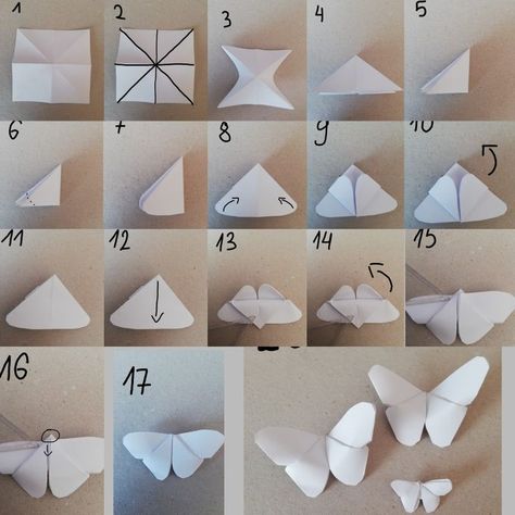 Origami Butterfly Easy, Origami Butterflies, Creative Origami, Kraf Kertas, Cute Origami, Folding Origami, Origami Patterns, Tables Kitchen, Instruções Origami