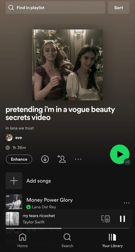 Lana Del Rey Spotify Playlist Cover, Music Aesthetic Playlist, Adele Playlist Names, It Girl Playlist, Lana Del Rey Playlist Names, Top Lana Del Rey Songs, Coquette Playlist, Vogue Beauty Secrets Aesthetic, Lana Playlist