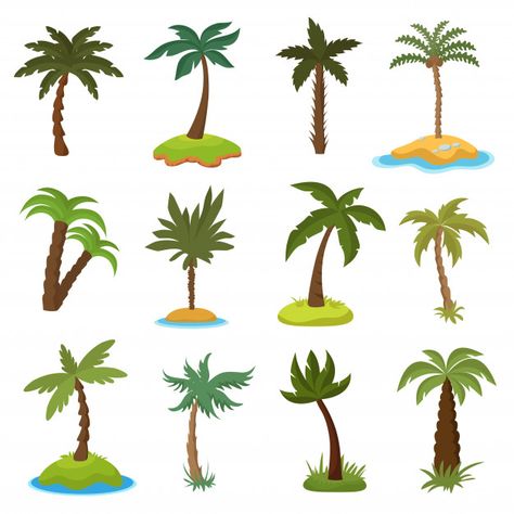 Palmeras de dibujos animados en el conju... | Free Vector #Freepik #freevector #freefloral #freearbol #freemadera #freeverano Palm Tree Clip Art, Cartoon Palm Tree, Palm Tree Drawing, Palm Tree Vector, Tree Illustration, Tree Drawing, Tropical Birds, Art Painting Acrylic, Free Vector Graphics