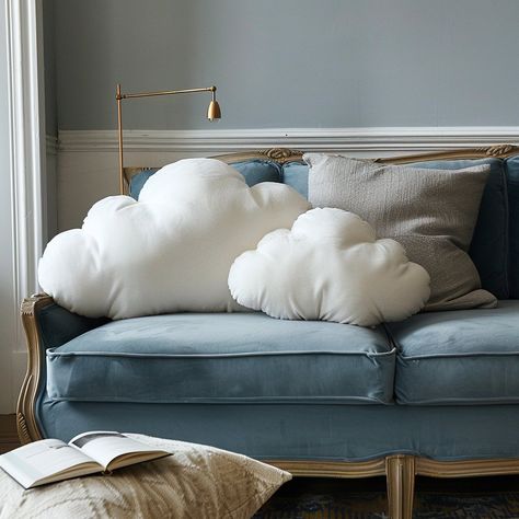 Introducing our Cloud-Shaped Cushion: Sink into the softness of a heavenly cloud with our plush, cloud-shaped cushion. Perfect for lounging or adding a touch of whimsy to your decor, it’s a cozy companion for relaxation. Conceptual AI Art Follow @ecosapiens for more! Cloud Pillows, Cushion Diy, Bathroom Theme, Cloud Cushion, Bathroom Themes, Diy Cushion, Relaxation, Lounge, Cushions