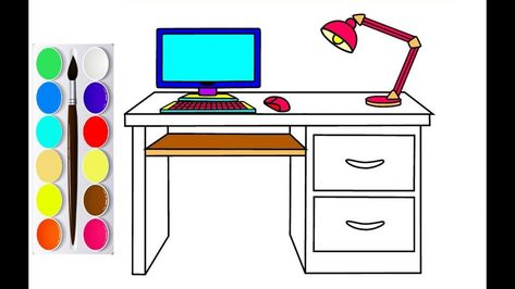 Colorfull Computer Table Drawing To Brighten Your Space Colorfull Computer Table Drawing To Brighten Your Space.Everything we do seems to accept an associated app these days, and all day they vie for your a... Check more at https://tableinspiring.com/colorfull-computer-table-drawing-to-brighten-your-space/ Desk Drawing, Table Drawing, Computer Drawing, Computer Desk Setup, Desk Computer, Computer Table, Electronics Design, Kids Coloring, Diy Electronics