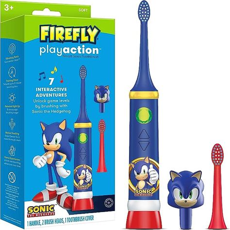 About this item
INCLUDES: This Sonic the Hedgehog Play Action Smart Sonic Kids Toothbrush set includes 1 power toothbrush handle, 2 brush heads and one toothbrush cover; transform the toothbrushing experience with lights, music, sound effects, games and more
SONIC THE HEDGEHOG POWER BRUSH: Make brushing fun with this interactive Sonic the Hedgehog kids toothbrush kit; help your little one blast away plaque, helping to prevent gum disease and tooth decay Toothbrush Cover, Best Christmas Toys, Power Toothbrush, Brush Teeth Kids, Sonic Birthday, Sonic Electric Toothbrush, Tongue Cleaner, Sonic Toothbrush, Waterproof Speaker