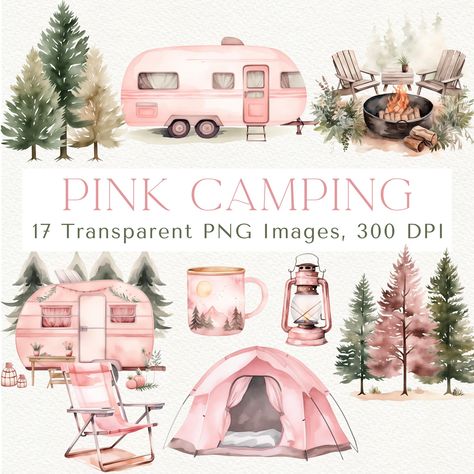 Girly Camping, Tent Clipart, Camp Clipart, Pink Camping, Chair Png, Girl Camping, Camping Theme Birthday Party, Camping Images, Camping Pics